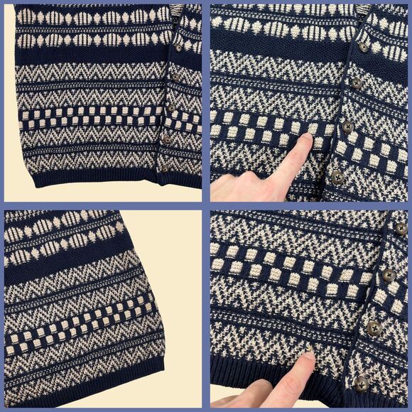 Vintage 90s blue sweater vest by Roundtree & Yorke, size XXL striped vest - Picture 2 of 8